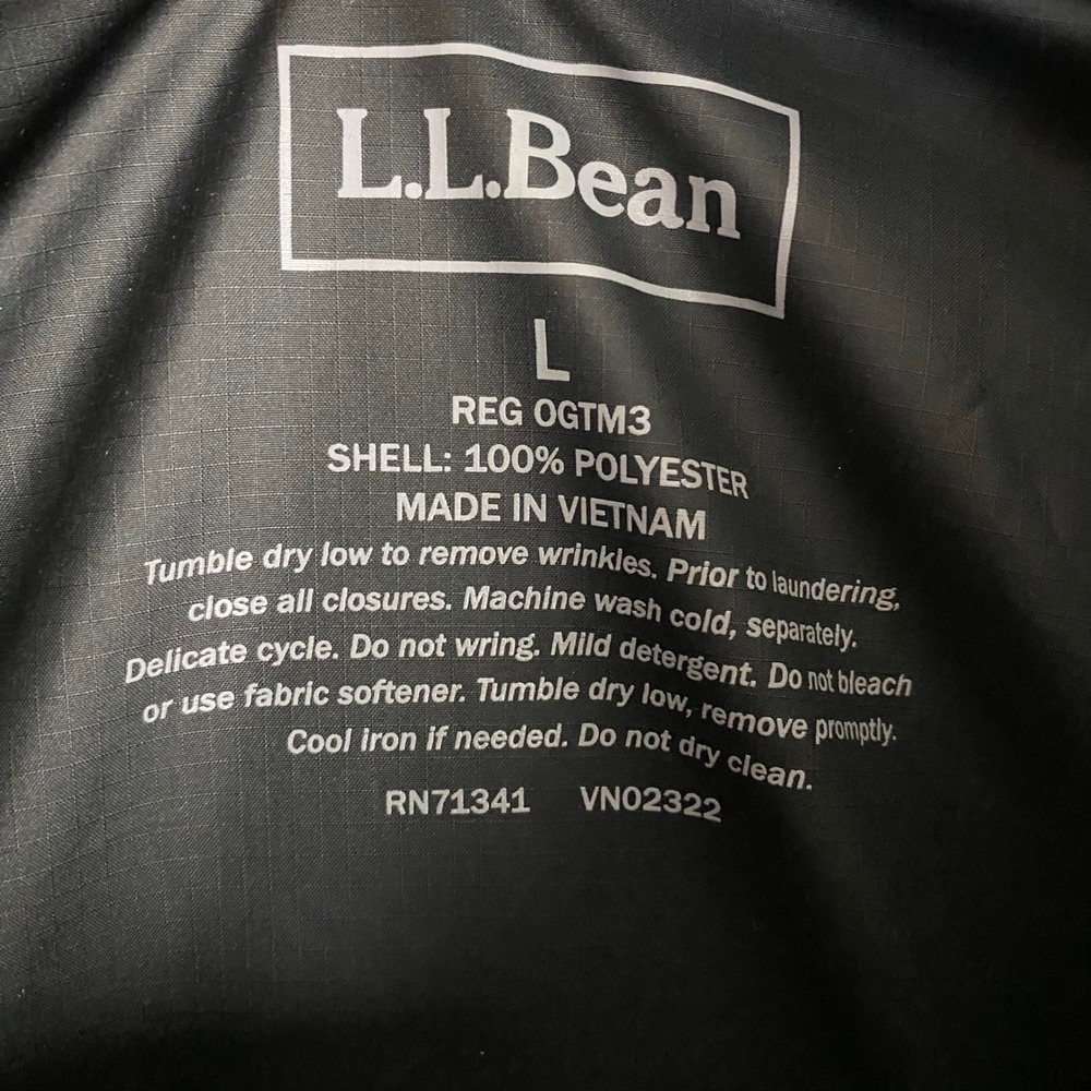 L.L. Bean Windbreaker Jacket Womens Size L Black Full Zip Stowaway Hood - Picture 6 of 8